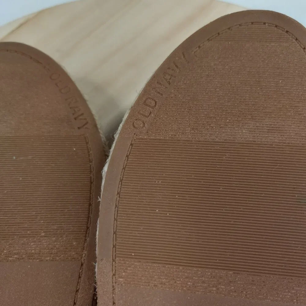 Old Navy Faux Suede Espadrille Tan & Black Sandals Women US 9